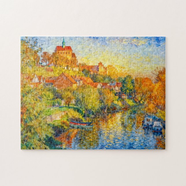 Impressionist Autumn View of Havelberg Cathedral w Puzzle (Horizontal)