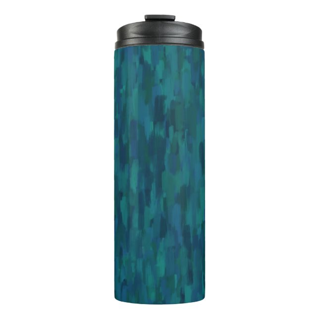 Impressionist Brush Strokes, Navy, Teal, Blue Thermosbecher (Vorderseite)