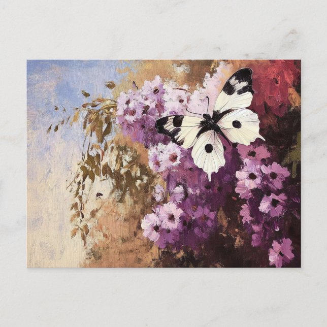 Impressionist Butterfly Garden Malerei Postkarte (Vorderseite)