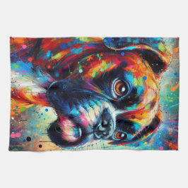 Impressionist Colorful Pop Art Boxer Dog Malerei Geschirrtuch