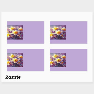 Impressionist Daffodil Floral Organisation Labels Rechteckiger Aufkleber