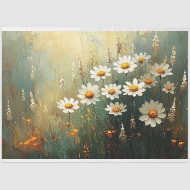 Impressionist Daisy Field Art Decoupage Seidenpapier (Vorderseite)