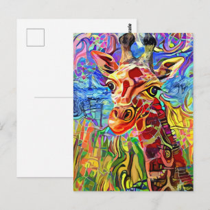 Impressionist Dschungel Giraffe Porträtmalerei Postkarte