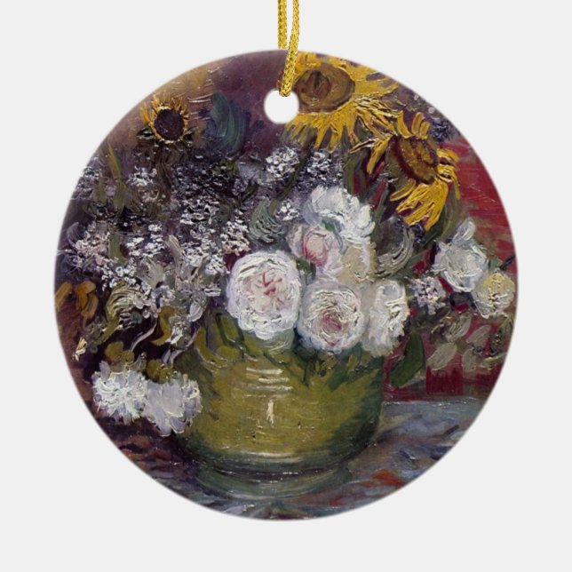 Impressionist Floral Still Life - Vincent van Gogh Keramik Ornament (Vorne)