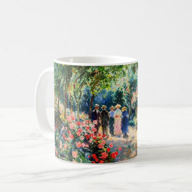Impressionist Garden Art Mug Rose Garden Path Kaffeetasse (Vorderseite Links)