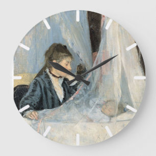 Impressionist Mother Watching Child Sleep Große Wanduhr