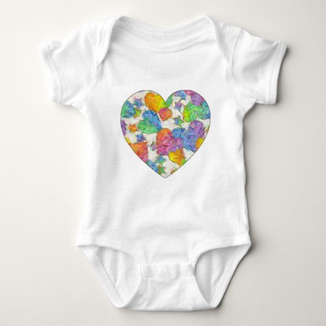 Impressionist Pastel Valentine Hearts Baby Strampler (Vorderseite)