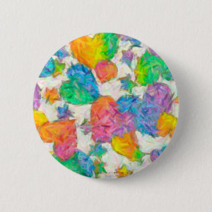 Impressionist Pastel Valentine Hearts Button