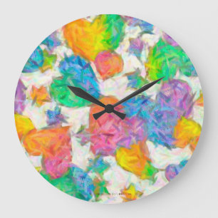 Impressionist Pastel Valentine Hearts Große Wanduhr