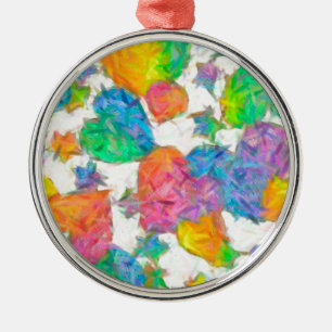 Impressionist Pastel Valentine Hearts Silbernes Ornament