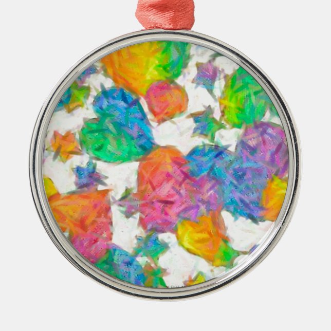 Impressionist Pastel Valentine Hearts Silbernes Ornament (Vorne)
