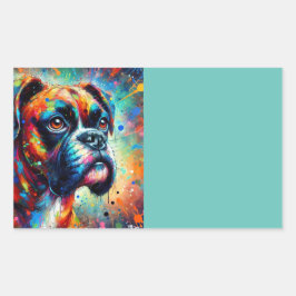 Impressionist Pop Art Boxer Dog Organisation Rechteckiger Aufkleber