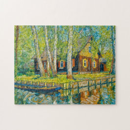 Impressionist Spreewald House by a Quiet Canal wit Puzzle