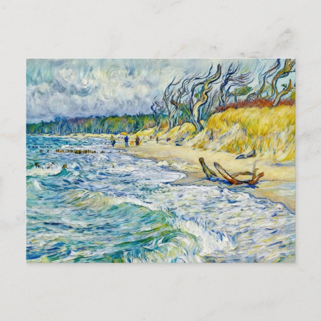 Impressionist Stormy Baltic Sea at the Weststrand  Postkarte (Vorderseite)