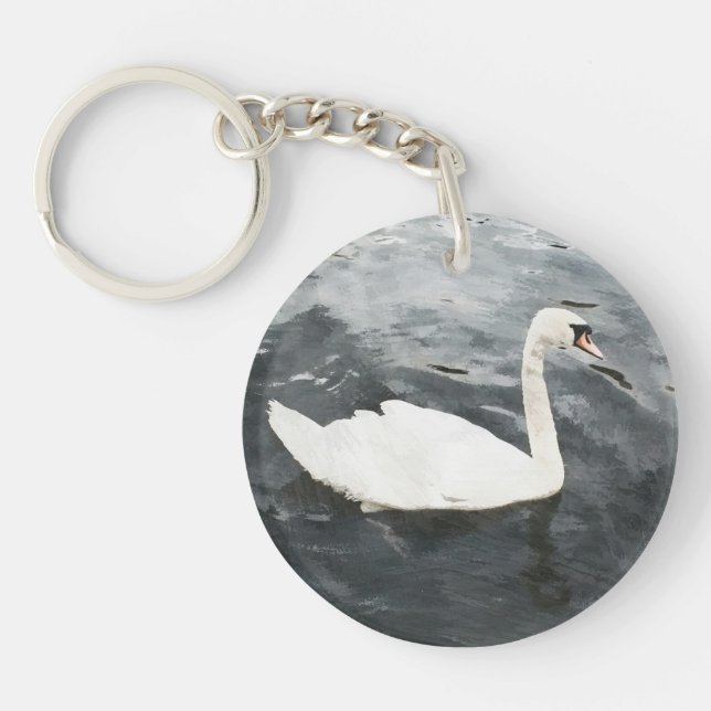 Impressionist Swan Schlüsselanhänger (Vorderseite)