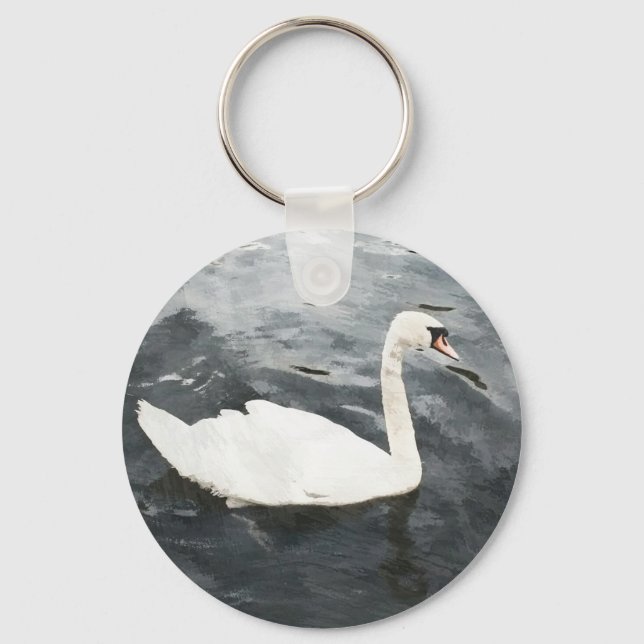 Impressionist Swan Schlüsselanhänger (Vorderseite)