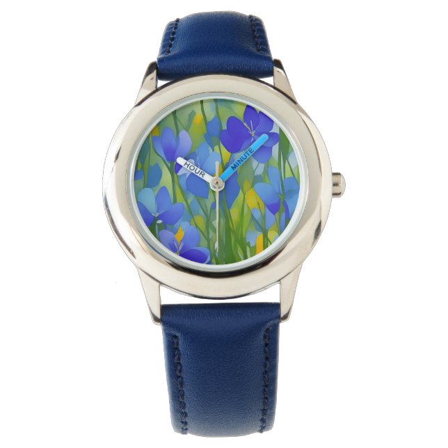 Impressionist Texas Bluebonnets Armbanduhr (Vorderseite)
