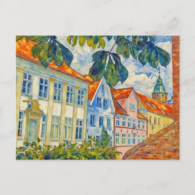Impressionist Town Scene in Glueckstadt with Histo Postkarte (Vorderseite)