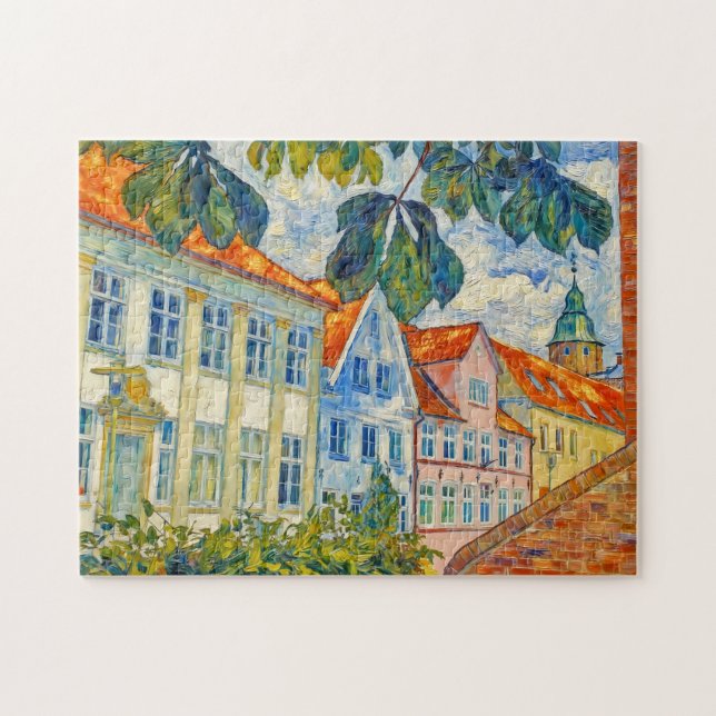 Impressionist Town Scene in Glueckstadt with Histo Puzzle (Horizontal)