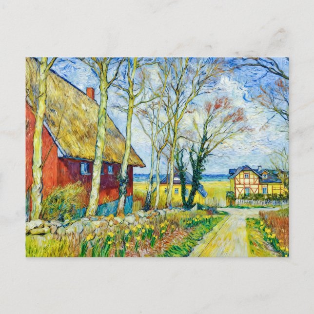 Impressionist Village Scene in Ahrenshoop on the D Postkarte (Vorderseite)