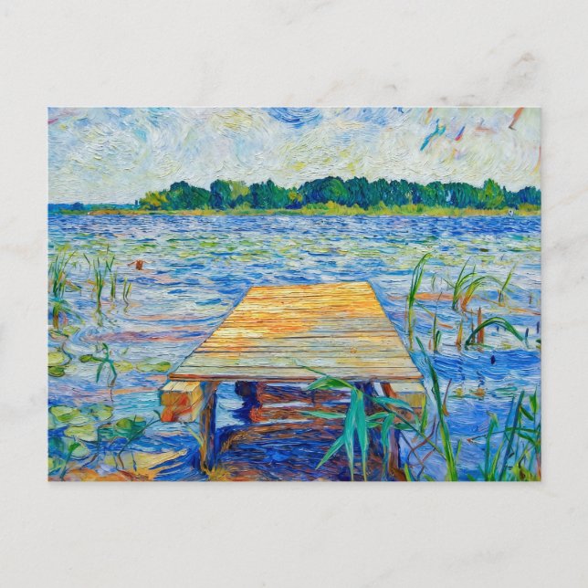 Impressionist Wooden Pier at Ferch on the Schwielo Postkarte (Vorderseite)