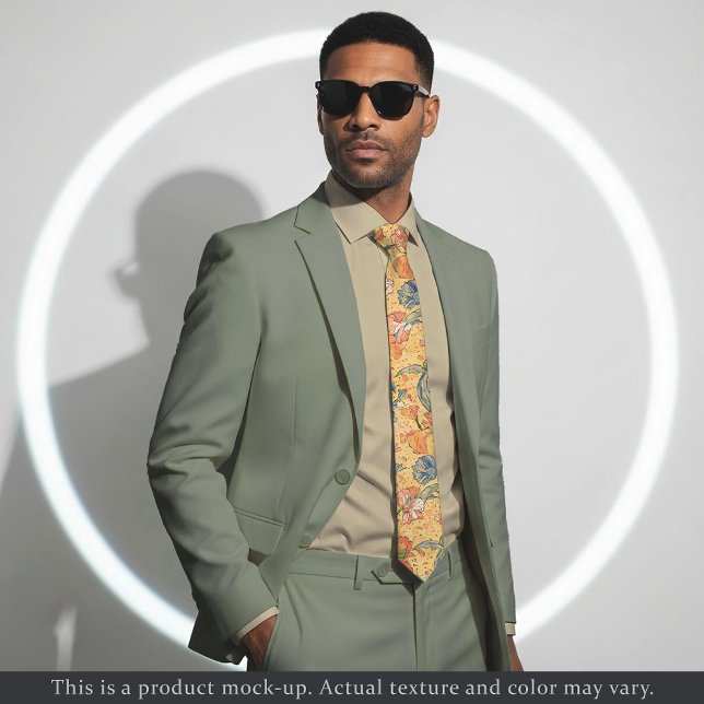 Impressionist Yellow Floral Necktie Krawatte (Von Creator hochgeladen)