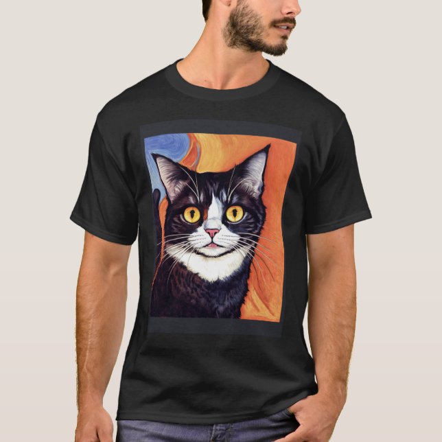 Impressionistic  Cat Screaming Impressionism Cats  T-Shirt (Vorderseite)