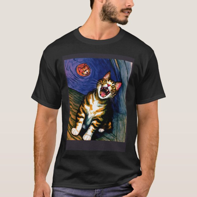 Impressionistic  Cat Screaming Impressionism Cats  T-Shirt (Vorderseite)