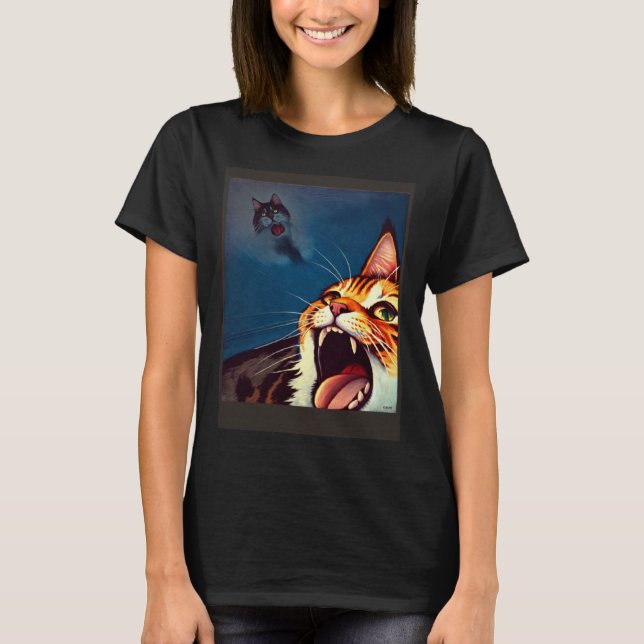 Impressionistic  Cat Screaming Impressionism Cats  T-Shirt (Vorderseite)