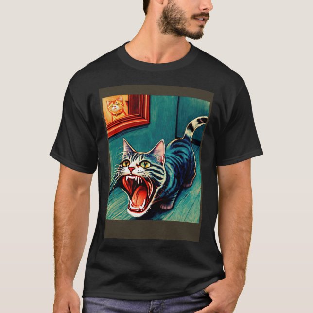 Impressionistic  Cat Screaming Impressionism Cats  T-Shirt (Vorderseite)