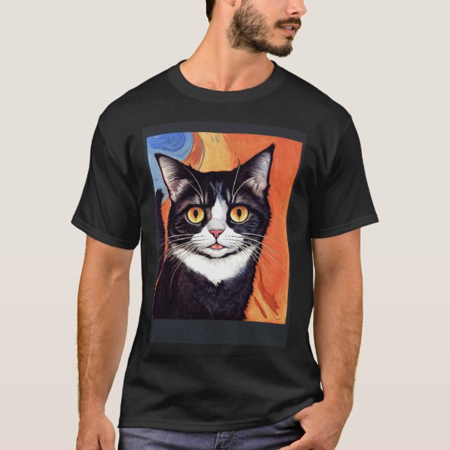 Impressionistic  Cat Screaming Impressionism Cats  T-Shirt (Vorderseite)