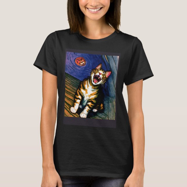 Impressionistic  Cat Screaming Impressionism Cats  T-Shirt (Vorderseite)