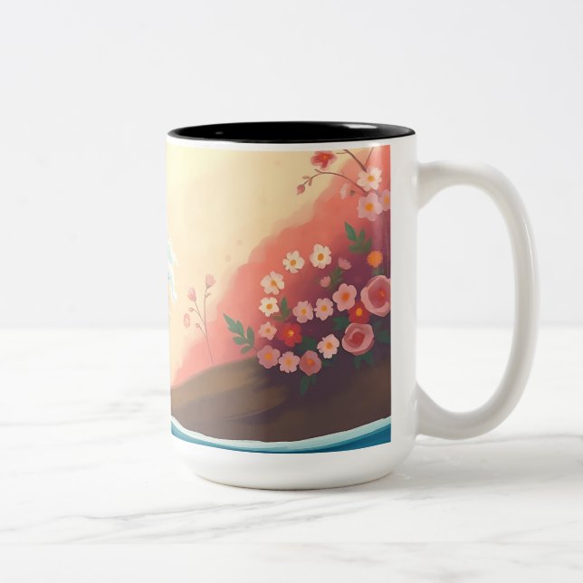 Impressionistic Ocean Wave Zweifarbige Tasse (Rechts)