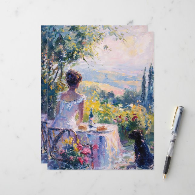 Impressionistin auf einem Picnic-Buch (Vorderseite/Rückseite Beispiel)