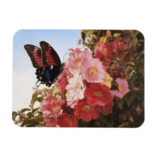 Impressionistin Butterfly und rosa Blume Magnet