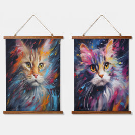 Impressionistin Feline Gaze Wandteppich Mit Holzrahmen