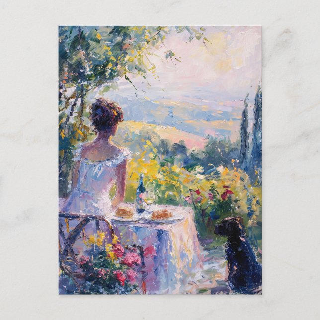 Impressionistin mit Picnic Postkarte (Vorderseite)