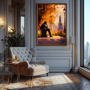 Impressionistisch inspirierter The Thinker im Herb Poster