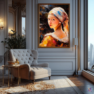 Impressionistisch inspiriertes Mädchen mit einer P Poster