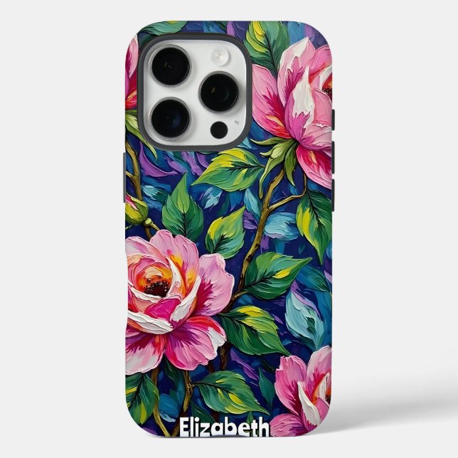 Impressionistisch rosa Rosen mit farbenfrohen Blät Case-Mate iPhone Hülle (Rückseite)