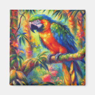 Impressionistisch tropischer Papagei Bird Blue Gre Magnet