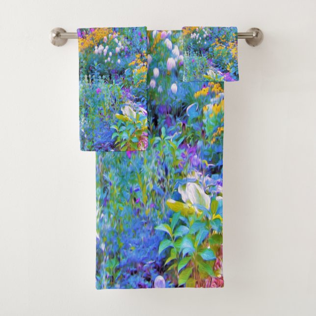 Impressionistische Blume der Gartenlandschaft Badhandtuch Set (Insitu)