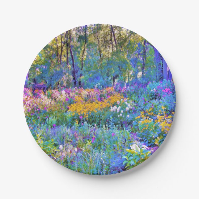 Impressionistische Blume der Gartenlandschaft Pappteller (Vorderseite)