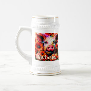 Impressionistische Blume von Rotem Mohn aus Schwei Bierglas