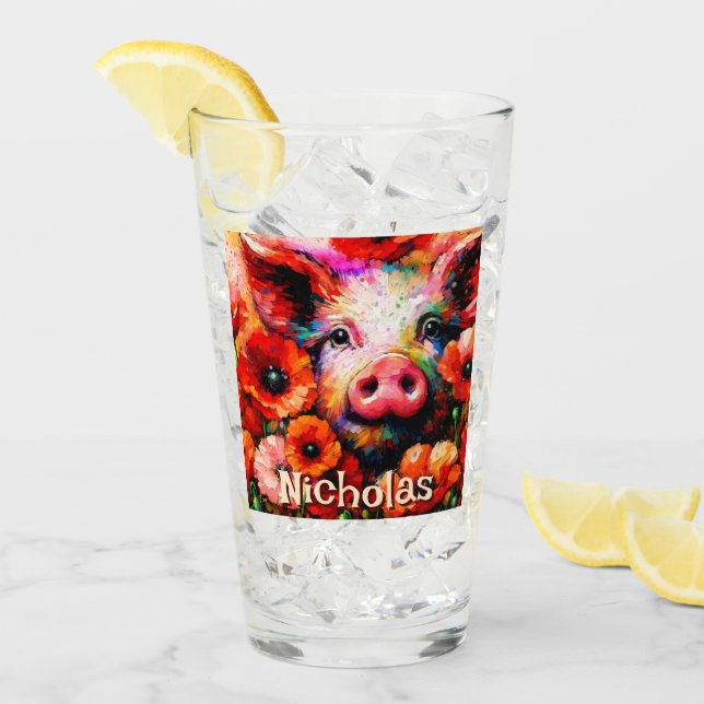Impressionistische Blume von Rotem Mohn aus Schwei Glas (Vorderseite Ice)