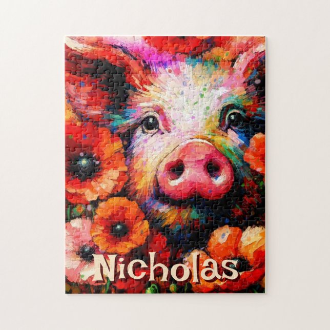 Impressionistische Blume von Rotem Mohn aus Schwei Puzzle (Vertikal)