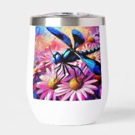 Impressionistische Dragonfly On Pink Daisis Floral