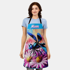 Impressionistische Dragonfly On Pink Daisis Floral Schürze