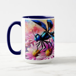 Impressionistische Dragonfly On Pink Daisis Floral Tasse