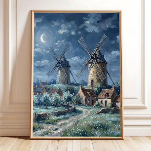 Impressionistische Frühlingsdorf-Wandkunst Poster